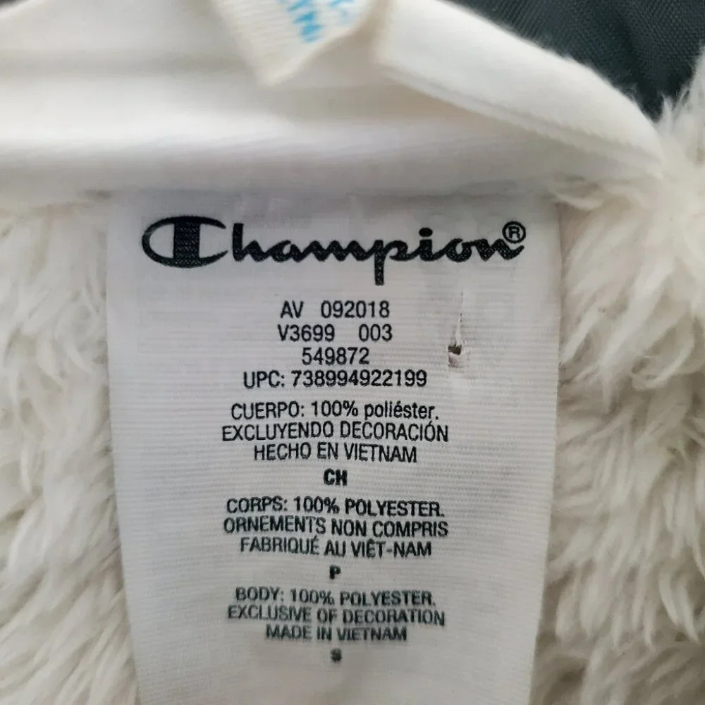 CHAMPION | Vintage Navy Blue Snap Closure Fleece Faux Fur Lined Jacket (Sz S) - Picture 6 of 7